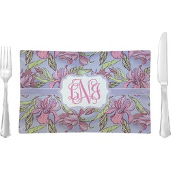 Orchids Rectangular Glass Lunch / Dinner Plate - Single or Set (Personalized)
