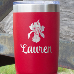 Orchids 20 oz Stainless Steel Tumbler - Red - Single Sided (Personalized)