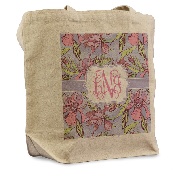 Custom Orchids Reusable Cotton Grocery Bag (Personalized)
