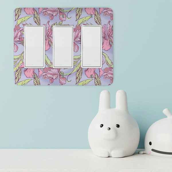 Orchids Rocker Light Switch Covers - Triple - IN CONTEXT
