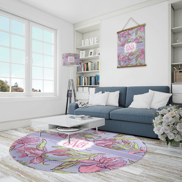 Orchids Round Area Rug - IN CONTEXT