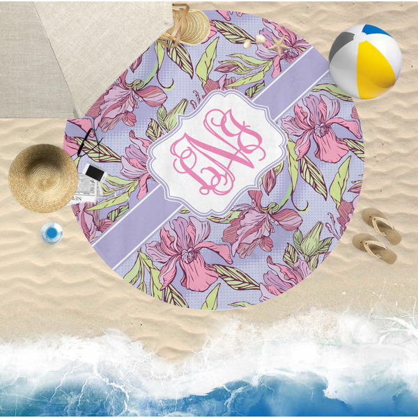 Orchids Round Beach Towel Lifestyle