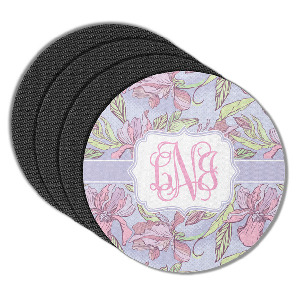 Custom Orchids Round Rubber Backed Coasters - Set of 4 (Personalized)
