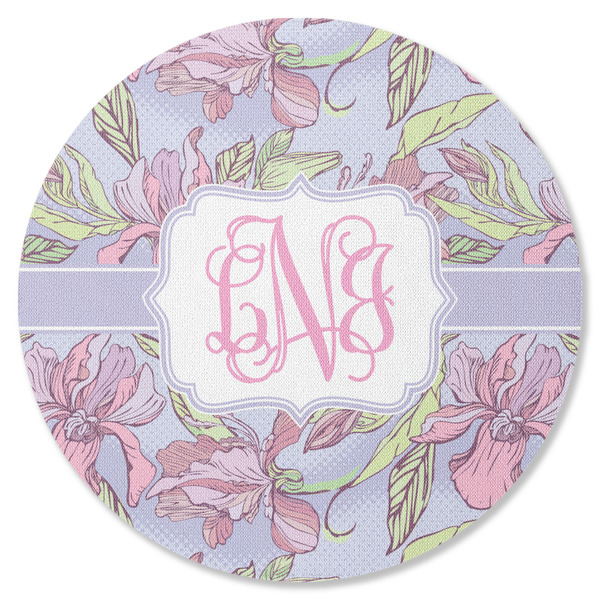 Custom Orchids Round Rubber Backed Coaster (Personalized)