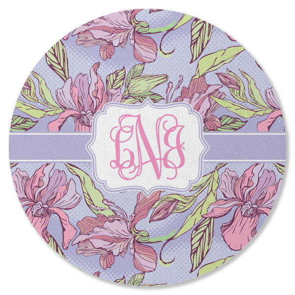 Custom Orchids Round Rubber Backed Coaster (Personalized)