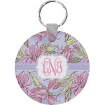 Orchids Round Plastic Keychain (Personalized)