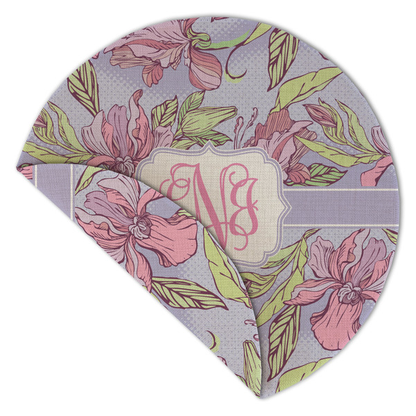 Orchids Round Linen Placemats - Front (folded corner double sided)
