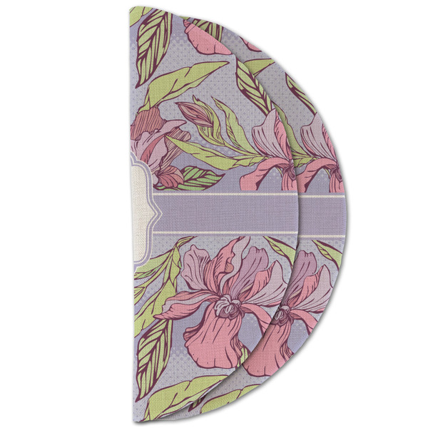 Orchids Round Linen Placemats - HALF FOLDED (double sided)