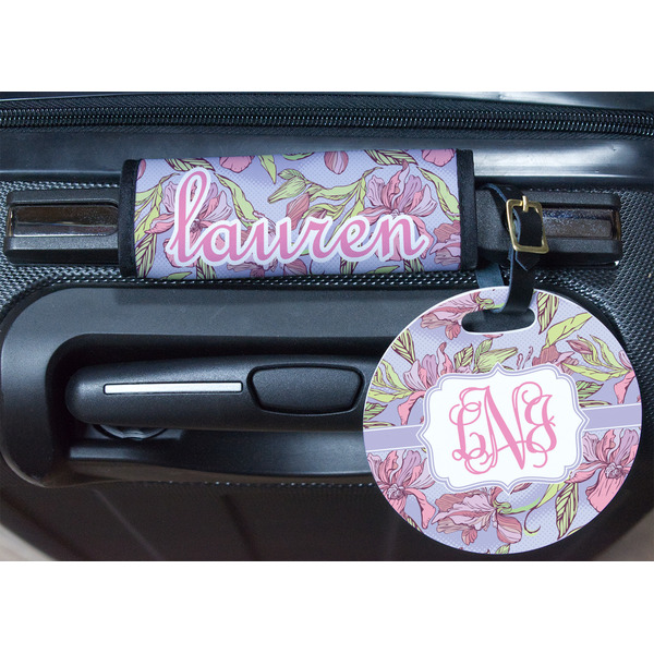Orchids Round Luggage Tag & Handle Wrap - In Context