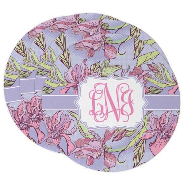 Custom Orchids Round Paper Coasters w/ Monograms