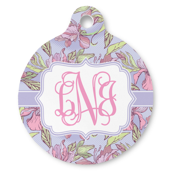 Custom Orchids Round Pet ID Tag - Large (Personalized)