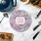 Orchids Round Stone Trivet - In Context View
