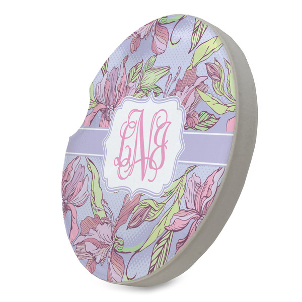 Orchids Sandstone Car Coaster - STANDING ANGLE