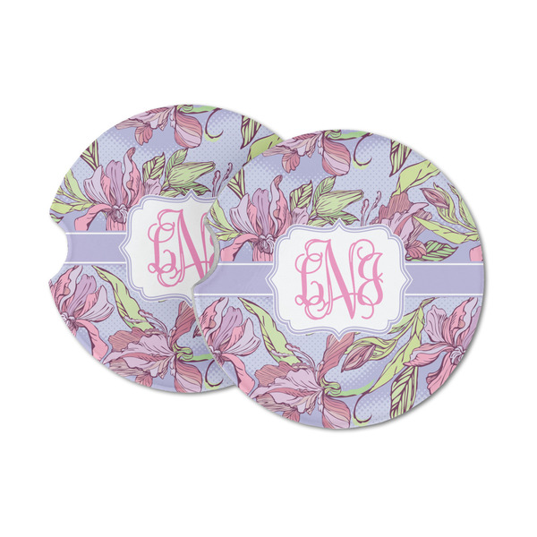 Custom Orchids Sandstone Car Coasters - Set of 2 (Personalized)