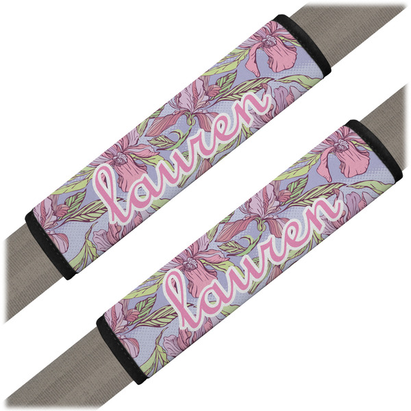 Custom Orchids Seat Belt Covers (Set of 2) (Personalized)
