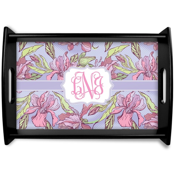 Custom Orchids Black Wooden Tray - Small (Personalized)