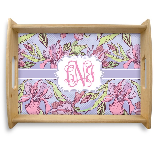 Custom Orchids Natural Wooden Tray - Large (Personalized)