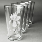Orchids Pint Glasses - Engraved (Set of 4) (Personalized)