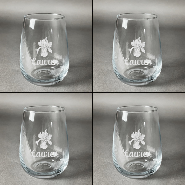 Orchids Set of Four Personalized Stemless Wineglasses (Approval)
