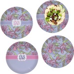 Orchids Set of 4 Glass Lunch / Dinner Plate 10" (Personalized)