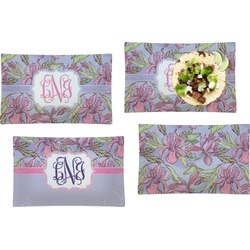 Orchids Set of 4 Glass Rectangular Lunch / Dinner Plate (Personalized)