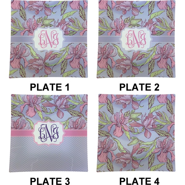 Orchids Set of Square Dinner Plates (Approval)