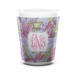 Orchids Ceramic Shot Glass - 1.5 oz - White - Set of 4 (Personalized)