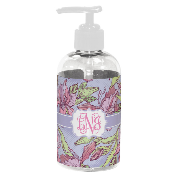 Custom Orchids Plastic Soap / Lotion Dispenser (8 oz - Small - White) (Personalized)