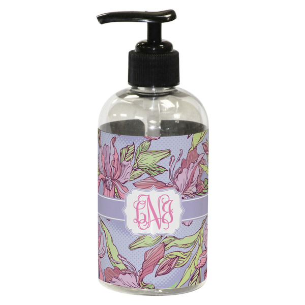 Custom Orchids Plastic Soap / Lotion Dispenser (8 oz - Small - Black) (Personalized)