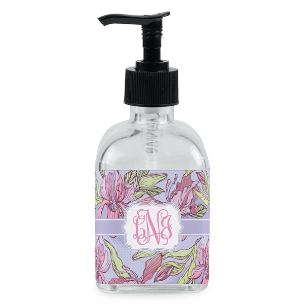 Custom Orchids Glass Soap & Lotion Bottle - Single Bottle (Personalized)