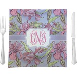 Orchids 9.5" Glass Square Lunch / Dinner Plate- Single or Set of 4 (Personalized)