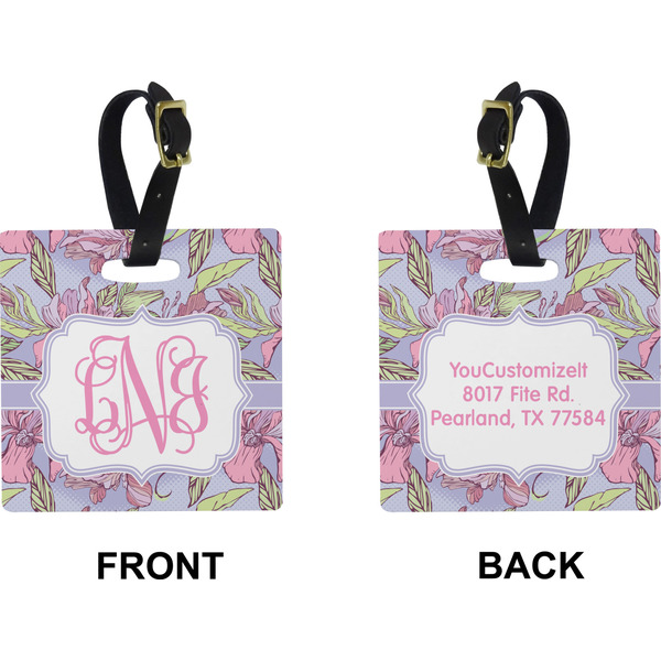 Orchids Square Luggage Tag (Front + Back)