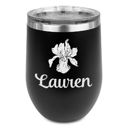Orchids Stemless Stainless Steel Wine Tumbler - Black - Double Sided (Personalized)