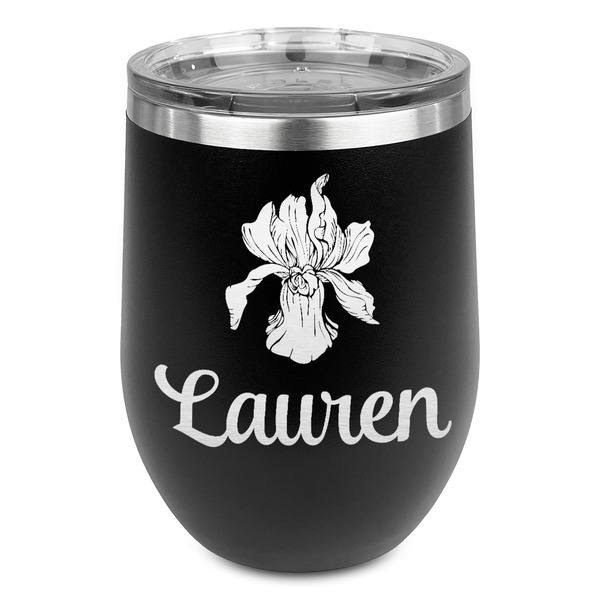 Custom Orchids Stemless Stainless Steel Wine Tumbler - Black - Single Sided (Personalized)