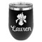 Orchids Stainless Wine Tumblers - Black - Single Sided - Front