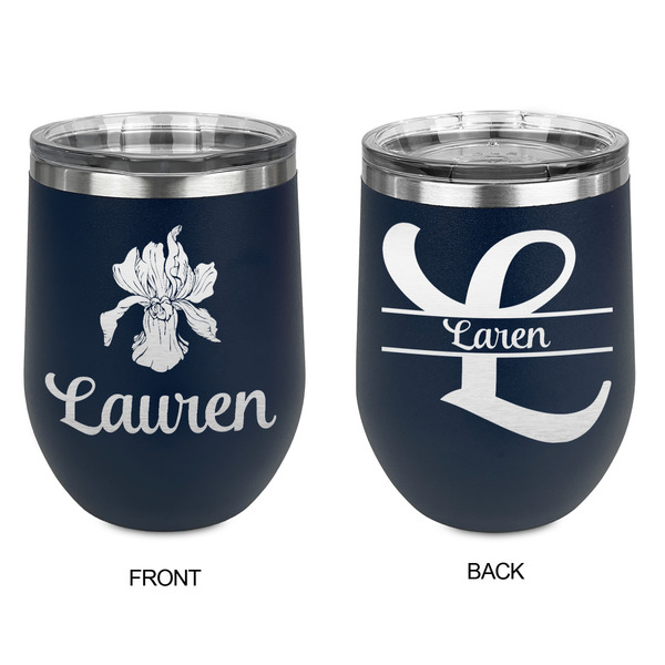 Orchids Stainless Wine Tumblers - Navy - Double Sided - Approval