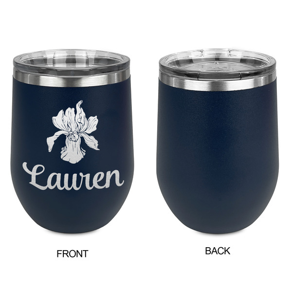 Orchids Stainless Wine Tumblers - Navy - Single Sided - Approval