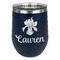 Orchids Stainless Wine Tumblers - Navy - Single Sided - Front