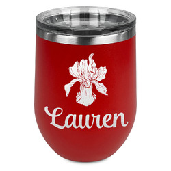 Orchids Stemless Stainless Steel Wine Tumbler - Red - Double Sided (Personalized)