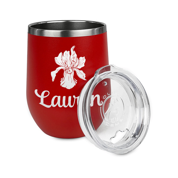 Orchids Stainless Wine Tumblers - Red - Single Sided - Alt View