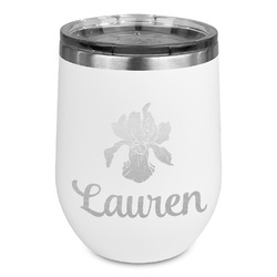 Orchids Stemless Stainless Steel Wine Tumbler - White - Single Sided (Personalized)