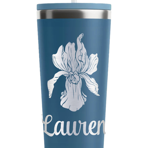 Orchids Steel Blue RTIC Everyday Tumbler - 28 oz. - Close Up