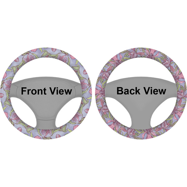 Orchids Steering Wheel Cover- Front and Back