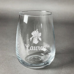 Orchids Stemless Wine Glass - Engraved (Personalized)