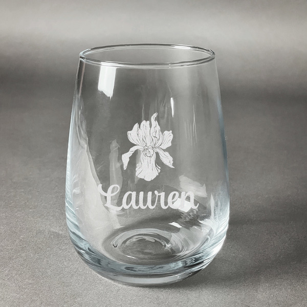 Custom Orchids Stemless Wine Glass (Single) (Personalized)