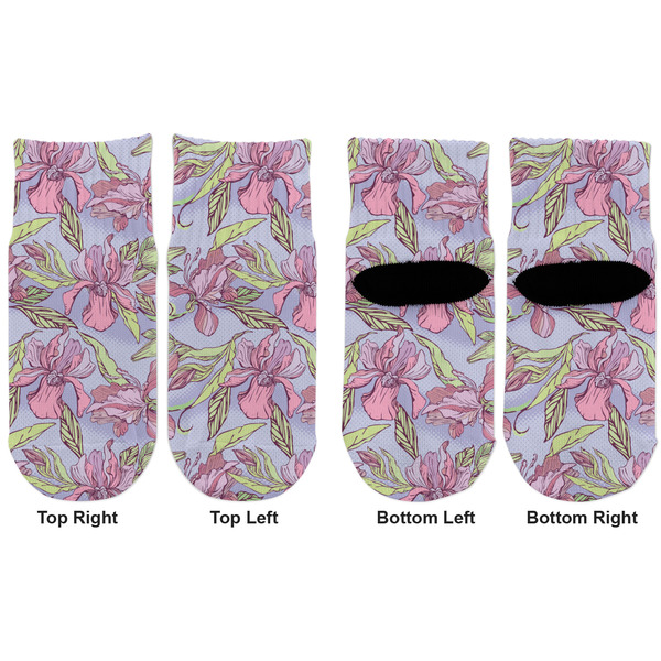 Orchids Toddler Ankle Socks - Double Pair - Front and Back - Apvl