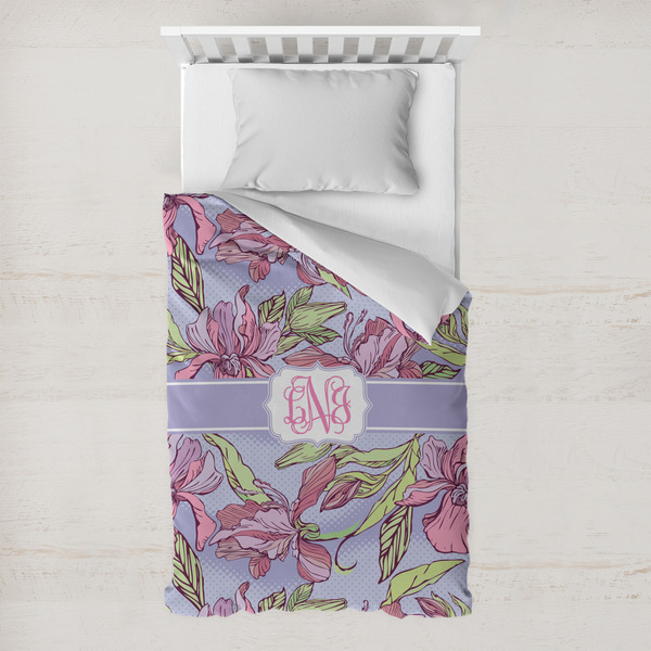 Custom Orchids Toddler Duvet Cover w/ Monogram