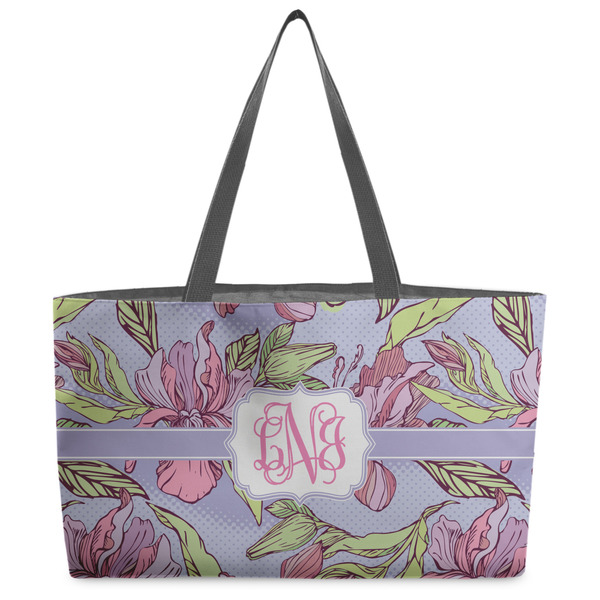 Custom Orchids Beach Totes Bag - w/ Black Handles (Personalized)