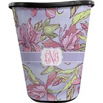 Orchids Waste Basket - Double Sided (Black) (Personalized)