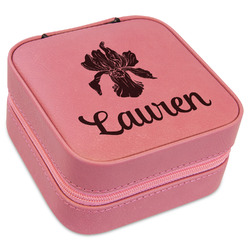 Orchids Travel Jewelry Boxes - Pink Leather (Personalized)